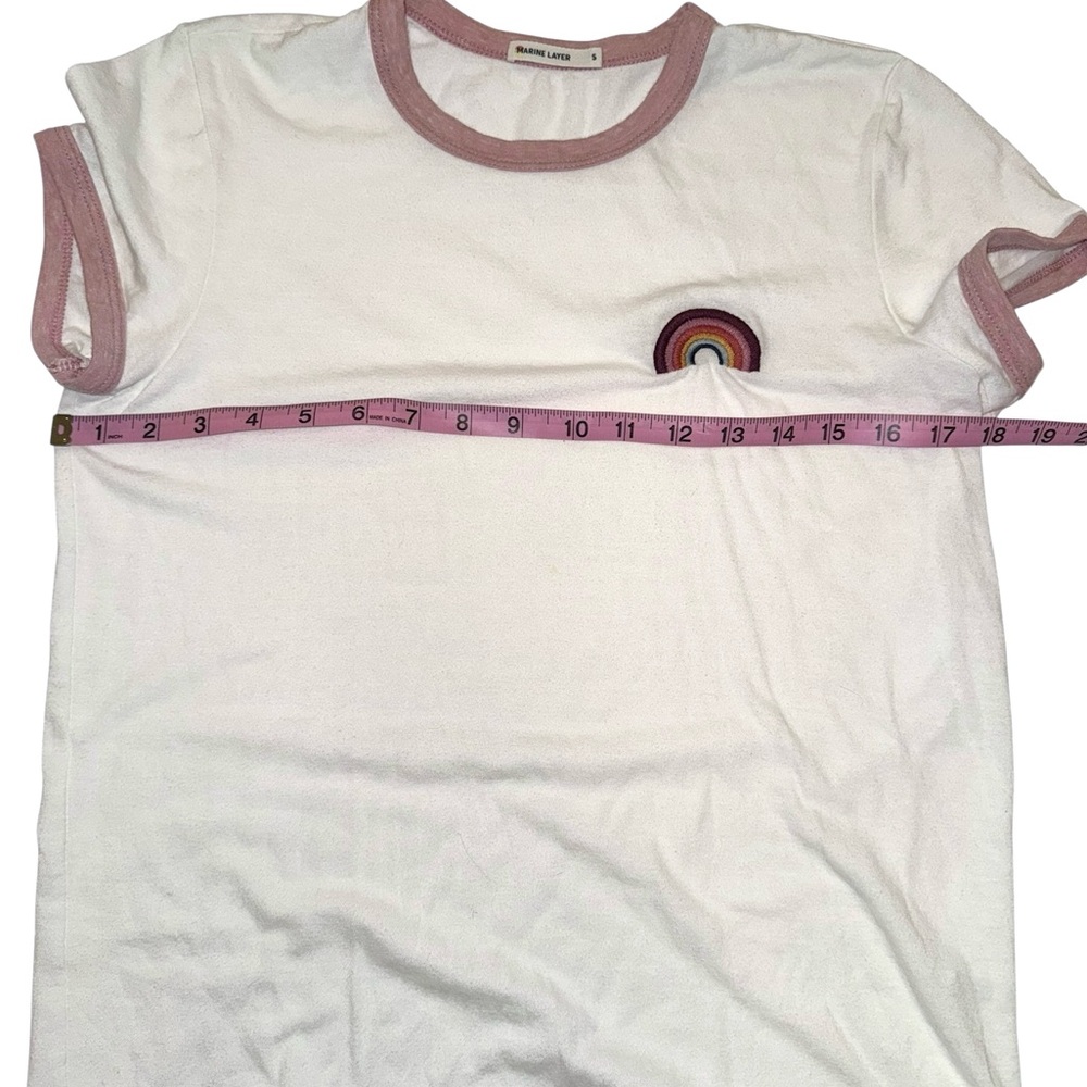 Marine Layer Women’s Embroidered Rainbow Ringer T-Shirt Small - Picture 4 of 6